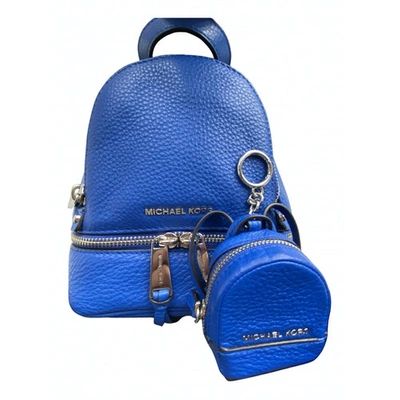 Pre-owned Michael Kors Rhea Leather Backpack In Blue