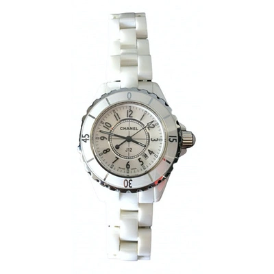 Pre-owned Chanel J12 Quartz White Ceramic Watches