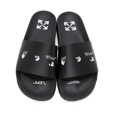 Shop Off-white Black & White New Logo Pool Slides In Black/white