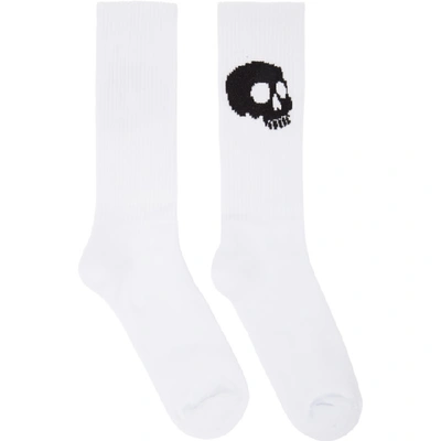 Shop Palm Angels White & Black Skull Socks In White/black