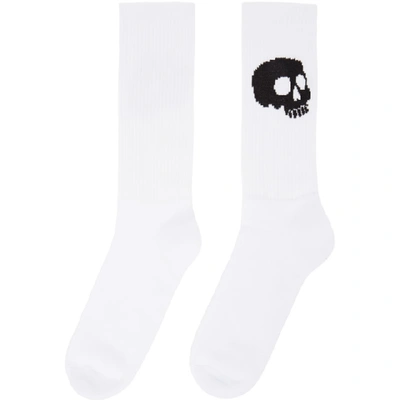Shop Palm Angels White & Black Skull Socks In White/black