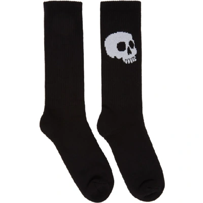 Shop Palm Angels Black & White Skull Socks In Black/whtie