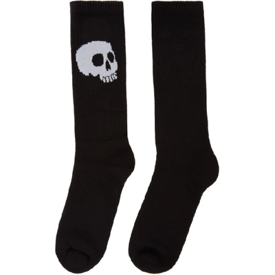Shop Palm Angels Black & White Skull Socks In Black/whtie
