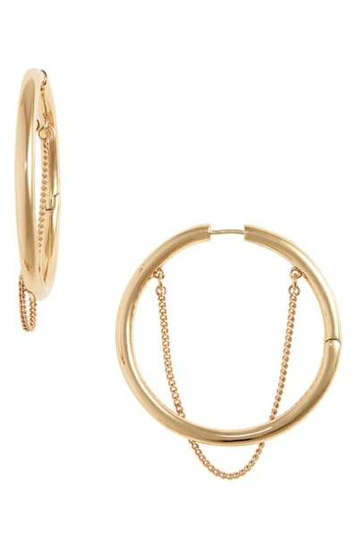 Shop Demarson Riley Chain Drape Hoop Earrings In Gold