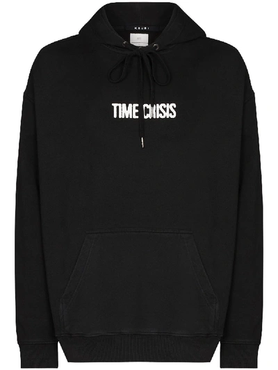 Shop Ksubi Time Crisis Cotton Hoodie In Black