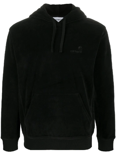 Shop Carhartt Embroidered Logo Hoodie In Black