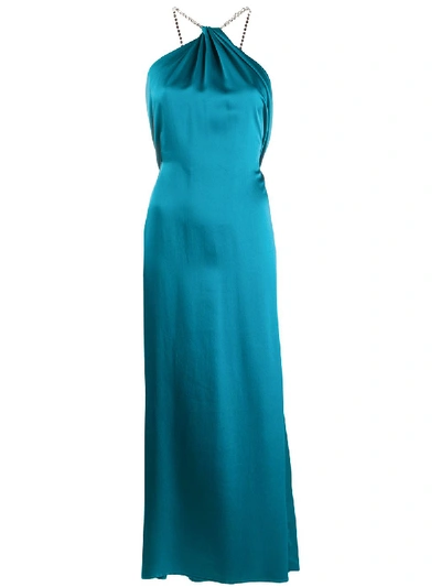 Shop Amen Halterneck Strap Dress In Blue