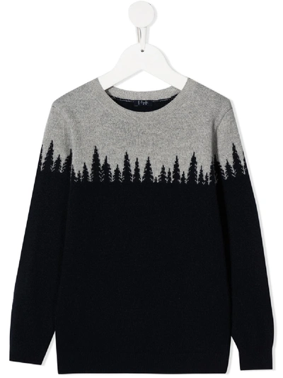 Shop Il Gufo Long-sleeved Trees Jumper In Blue