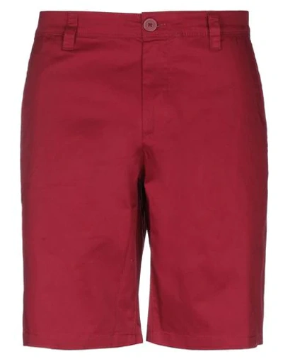 Shop Armani Exchange Man Shorts & Bermuda Shorts Brick Red Size 29 Cotton, Elastane