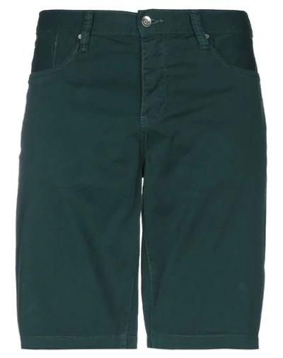 Shop Armani Exchange Man Shorts & Bermuda Shorts Dark Green Size 29 Cotton, Elastane
