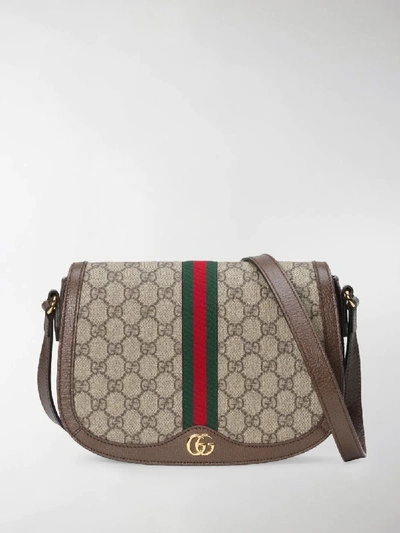 Shop Gucci Ophidia Gg Shoulder Bag In Neutrals