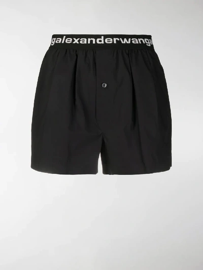 Shop Alexander Wang T Logo Shorts In Black