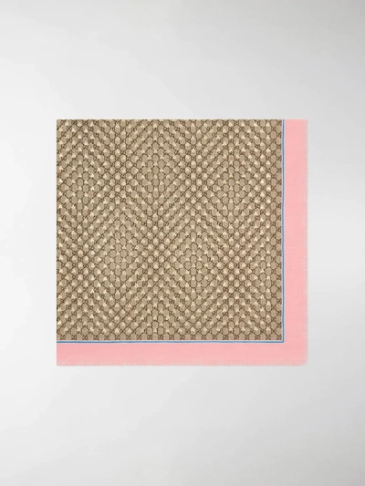 Shop Gucci Modal Silk Shawl With Gg Bees Motif In Neutrals