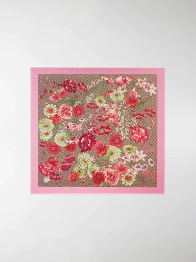 Shop Gucci Spring Bouquet Modal Silk Shawl In Multicolour