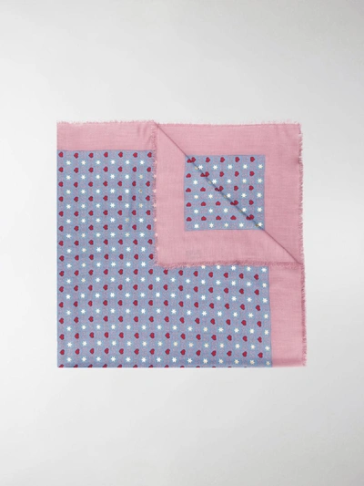 Shop Gucci Heart And Star Gg Print Scarf In Blue