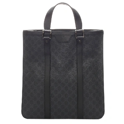 Pre-owned Gucci Black Gg Supreme Canvas Tote Bag