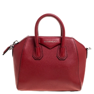 Pre-owned Givenchy Red Leather Mini Antigona Satchel