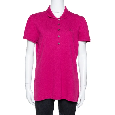 Pre-owned Burberry Brit Fuschia Cotton Pique Fitted Polo T Shirt Xl In Pink