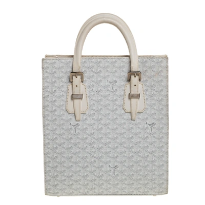 Pre-owned Goyard Ine Coated Canvas And Leather Comores Pm Tote In White