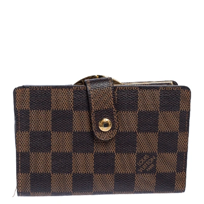 Pre-owned Louis Vuitton Damier Ebene French Purse Wallet In Brown