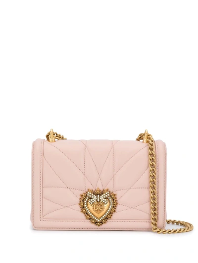 Shop Dolce & Gabbana Devotion Heart Crossbody Bag In Neutrals