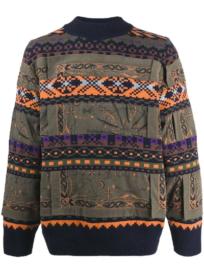 Sacai Patterned Jumper In Green