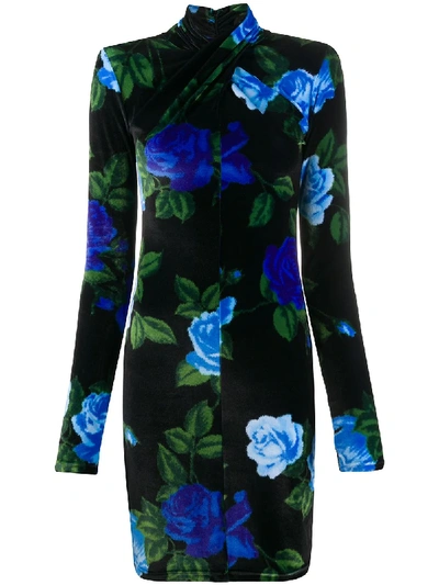 Shop Richard Quinn Kleid Mit Blumen-print In Black