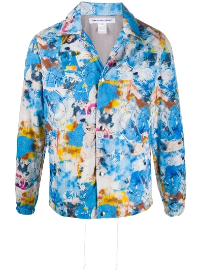 Shop Comme Des Garçons Shirt All-over Print Bomber Jacket In Blue