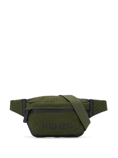 Shop Kenzo Logo Print Belt Bag In Green