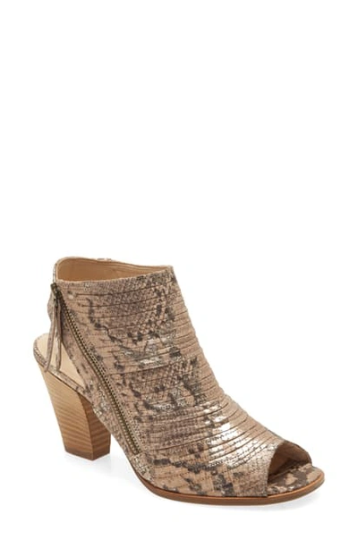 Shop Paul Green 'cayanne' Leather Peep Toe Sandal In Platino/ Sisal Snake Print