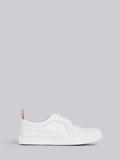 Shop Thom Browne White Pebbled Calfskin Longwing Brogue Trainer