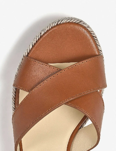 Shop Jimmy Choo Dellena 100 Leather And Cork Wedge Sandals In Cuoio/cuoio+mix