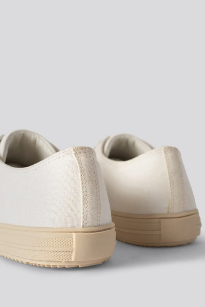 Shop Na-kd Rubber Sole Canvas Trainers - Beige In White/beige