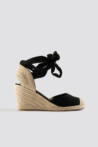 Shop Na-kd Jute Wedge Heel Sandals Black