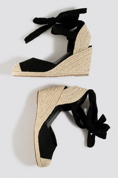 Shop Na-kd Jute Wedge Heel Sandals Black