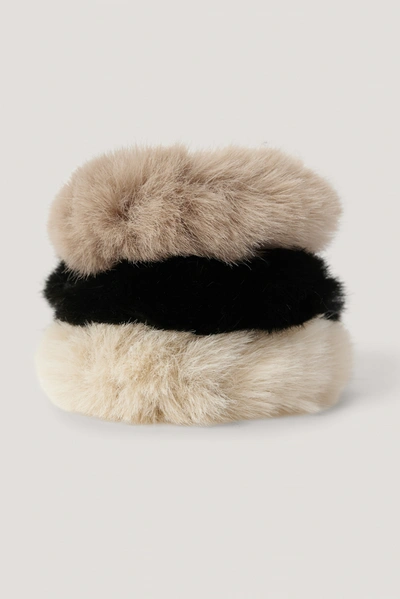 Shop Na-kd 3-pack Fake Fur Scrunchies - Multicolor In Mixed