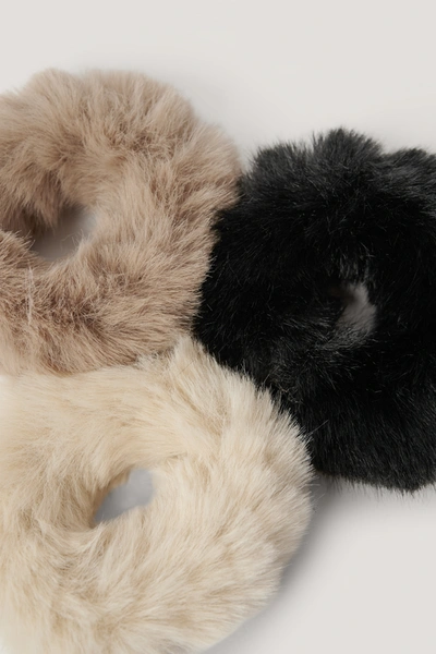 Shop Na-kd 3-pack Fake Fur Scrunchies - Multicolor In Mixed