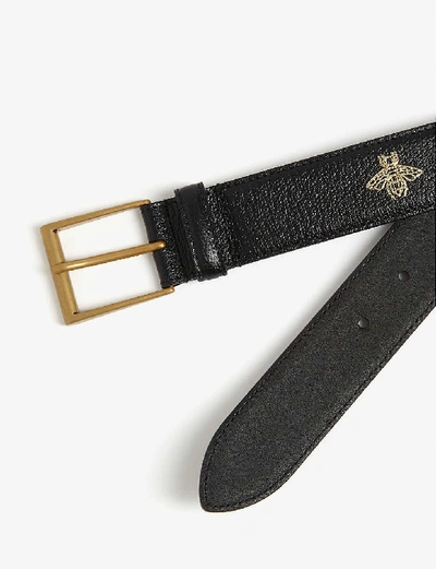 Shop Gucci Embossed Leather Belt In Black
