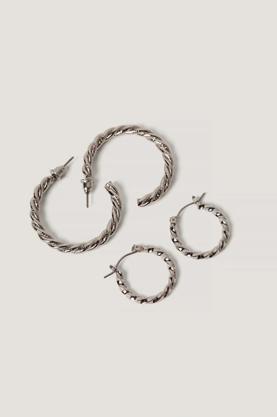 Shop Na-kd Braided Earrings Set - Silver