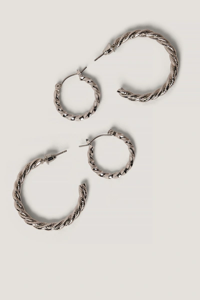 Shop Na-kd Braided Earrings Set - Silver