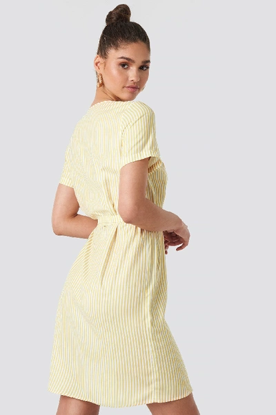 Shop Na-kd Striped Wrap Mini Dress - Yellow