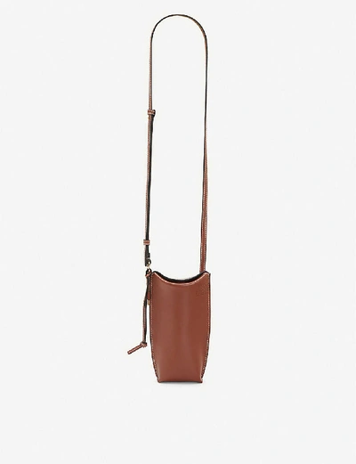 Shop Loewe Gate Pocket Leather Bucket Bag In Rust Color