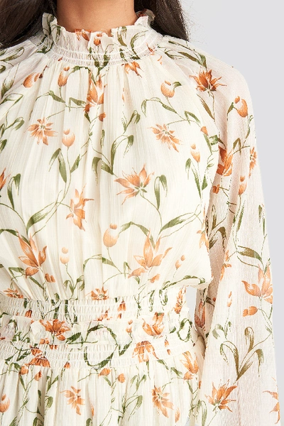 Shop Na-kd Flower Print Smock Detail Dress - White In White Floral