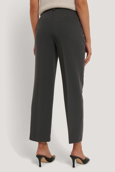 Shop Na-kd Reborn High Rise Cropped Suit Pants Grey In Dark Grey