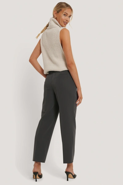 Shop Na-kd Reborn High Rise Cropped Suit Pants Grey In Dark Grey