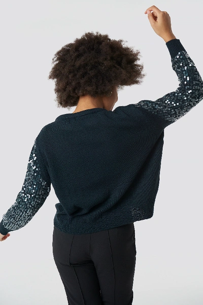 Shop Trendyol Shiny Knitted Sweater - Blue In Navy