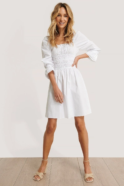 Shop Na-kd Square Frill Neck Dress - White