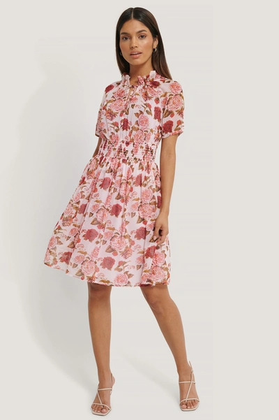 Shop Na-kd Shirred Smock Waist Dress - Multicolor In Pink Flower