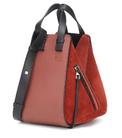Loewe Hammock Extra large Suede And Leather Tote Bag In Dark Red