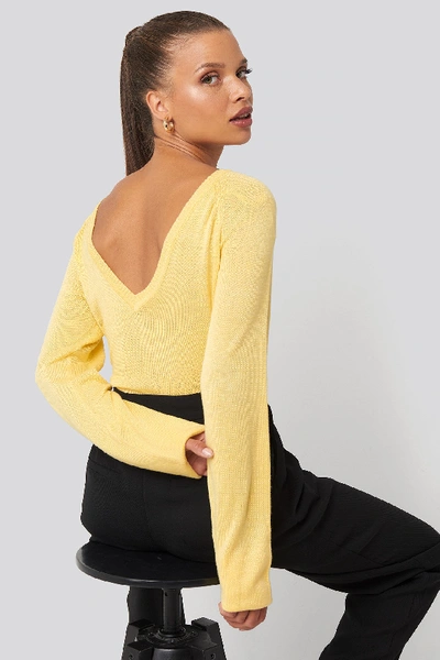 Shop Na-kd Light Knitted Back V-neck Sweater - Yellow In Light Yellow